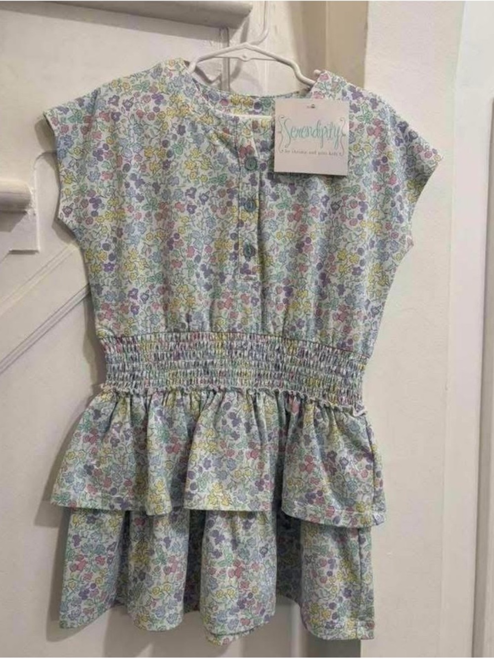 Serendipity Floral Smocked Waist Girls' Dress - Pastel Multi